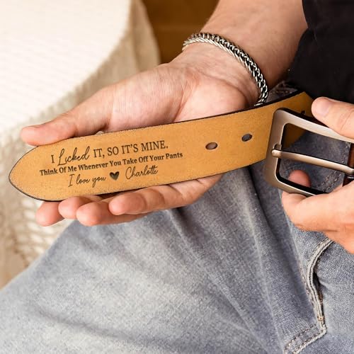 I Licked It So Its Mine Belt For Men - Think Of Me Whenever You Take Off Your Pants, Funny Belt For Husband, Personalized Leather Belts For Men4