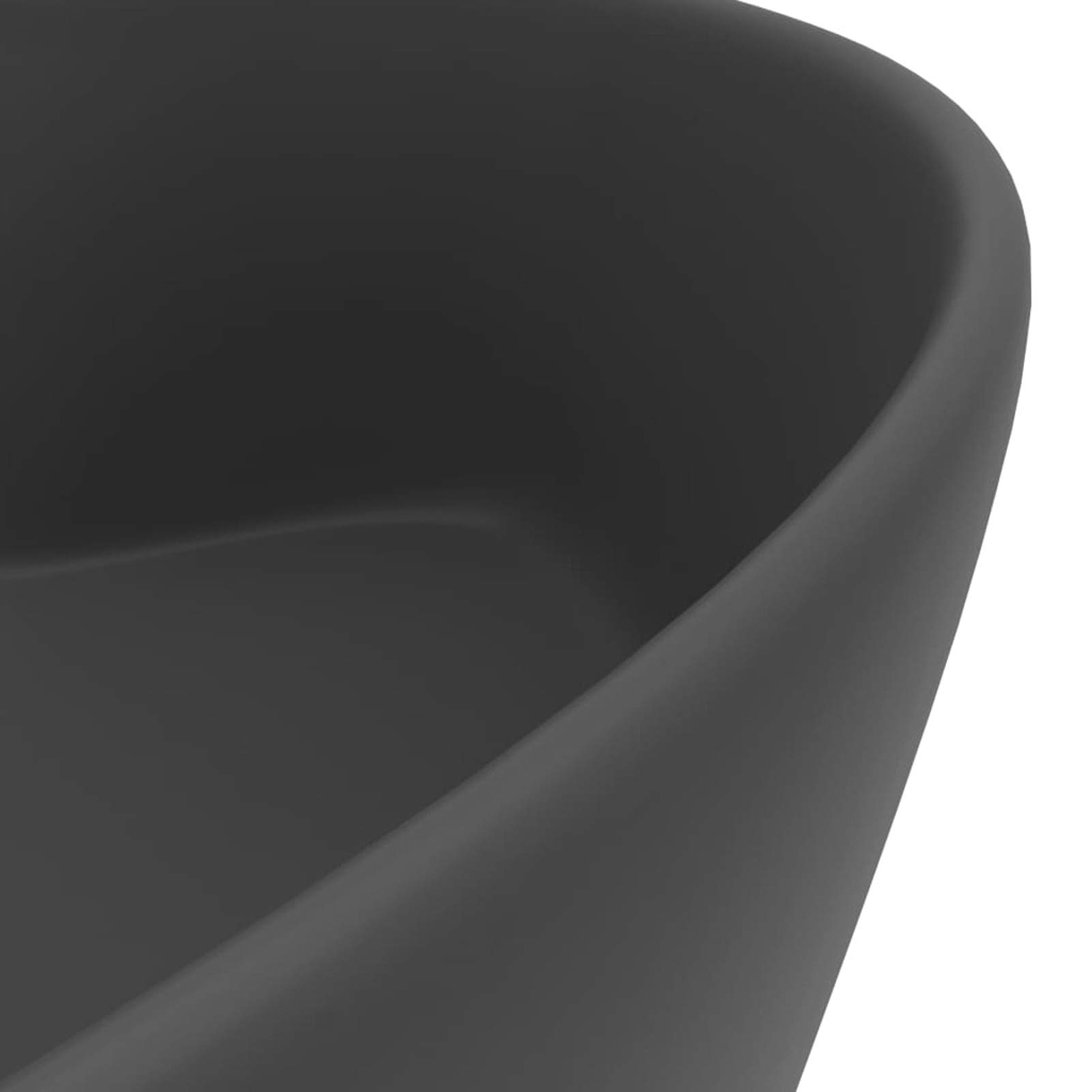 Lavabo Lujoso con rebosadero cerámica Gris Oscuro Mate 36x13 cm, Fregadero, Lavabo Baño, Lavamanos Baño, Lavatorio Casa De Banho, Mueble Lavabo sobre Encimera
