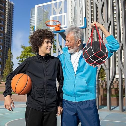 CREATCABIN 4Pcs 4Mixed Color Basketball Net Bags Football Mesh Bag Polyester Storage Sports Ball Holder Carry Bag Single Ball Carrier Training Equipment Bags for Hoop Volleyball Soccer Rugby 55x22.5cm - Image 4