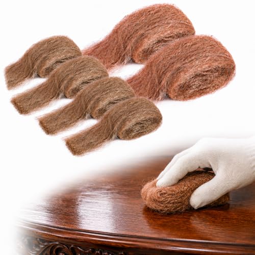 Image of Teenyyou 6 Pcs Copper & Bronze Wool Set, Soft Reusable Polishing Tools for Wood and Metal, Furniture Refinishing, Rust & Oxide Removal, Includes 2 Copper Pads and 4 Bronze Rolls