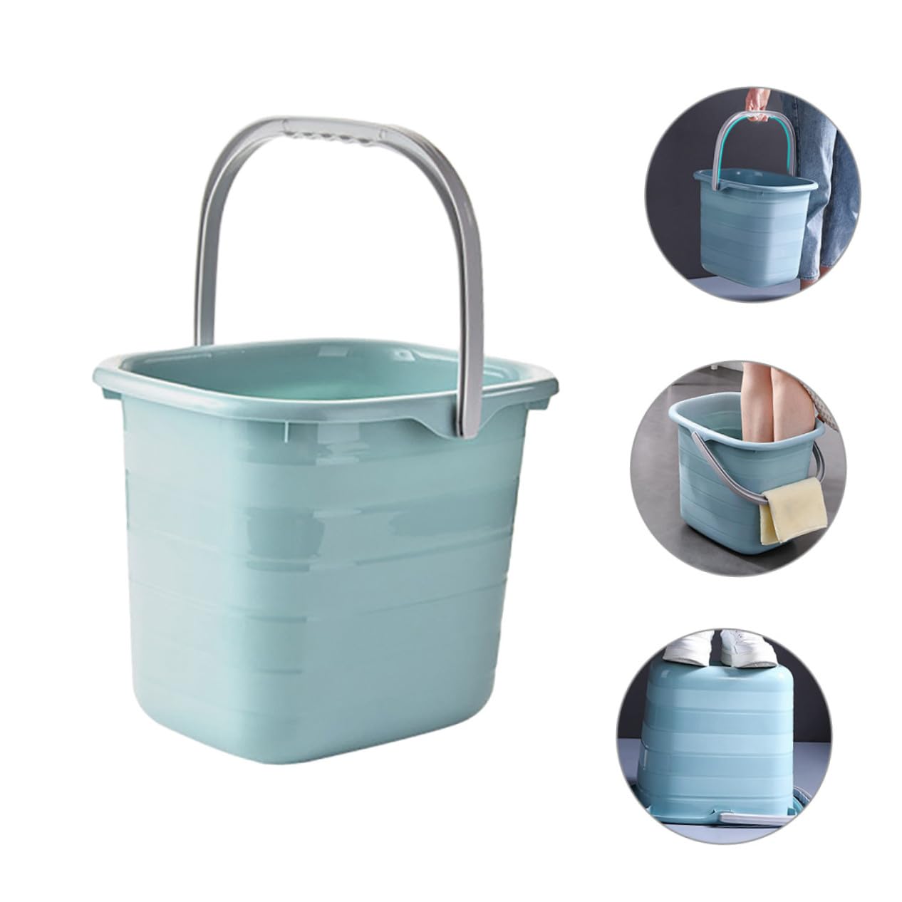 Yardenfun Secchio in Plastica Rettangolare Manico per Giardinaggio e Aziende Agricole, Contenitore Acqua Resistente Antiscivolo e Buona Capacità di Carico