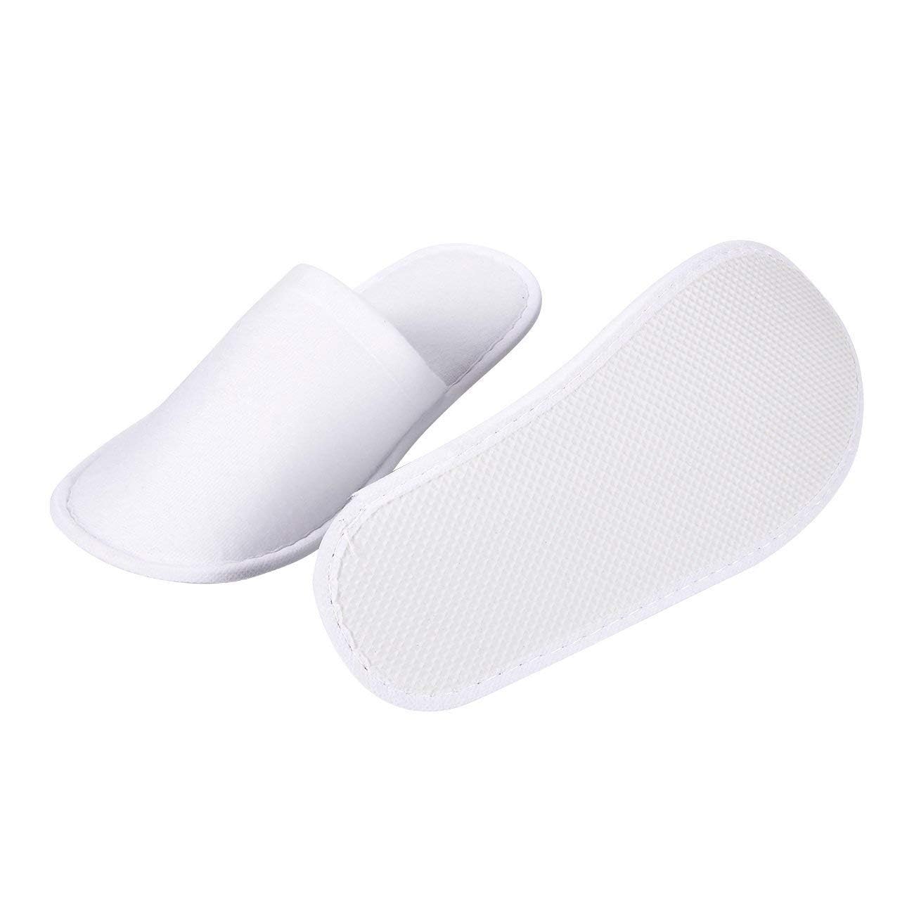 Lot de 24 Paires de Chaussons Jetables pour Hôtel et Spa, Blancs | Pantoufles Fermées Antidérapantes pour Invités, Maison, Voyage, Salon de Beauté, Hommes et Femmes