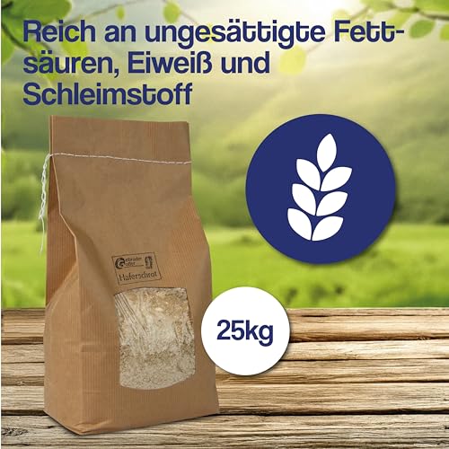 Gebrüder Goller 25kg Haferschrot – Hochwertiges Pferdefutter, Geschroteter Hafer für Pferde, Kraftfutter & Walzhafer Futtermittel - 100% Natur aus direkt aus Bayern