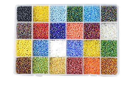 Image of Mandala Crafts 8 /0 Glass Seed Beads for Beadwork - 9000 Pcs 3mm AB Iridescent Round Small Rocaille Beads for Jewelry Making, Necklace Bracelet Earring Craft Supplies