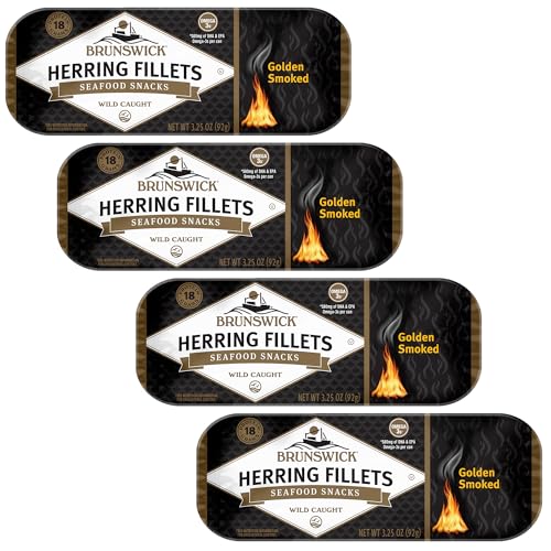 Brunswick Golden Smoked Herring Fillets, 3.25 oz Can - 18g Protei...