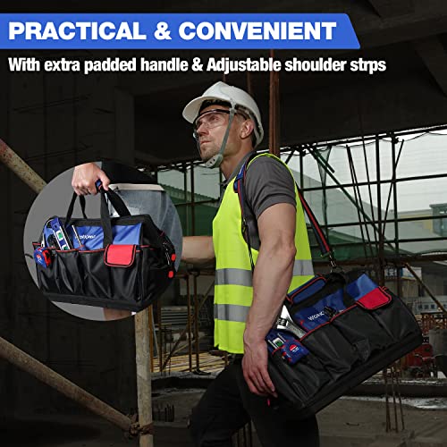 Workpro 18 Inch Tool Bag With Waterproof Molded Base, Open Top Tool Organizer Bag With Multi-Pockets, Adjustable Shoulder Strap #TOP5