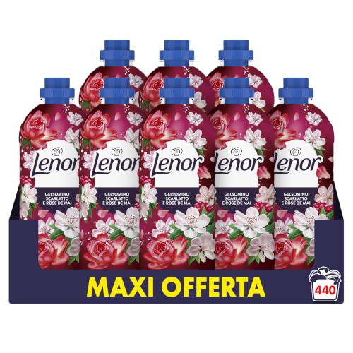 Lenor Ammorbidente Lavatrice Concentrato 440 Lavaggi (8X55), Gelsomino Scarlatto E Rose De Mai, Freschezza Che Dura 3 Volte Più A Lungo Con Tecnologia Olii Profumati