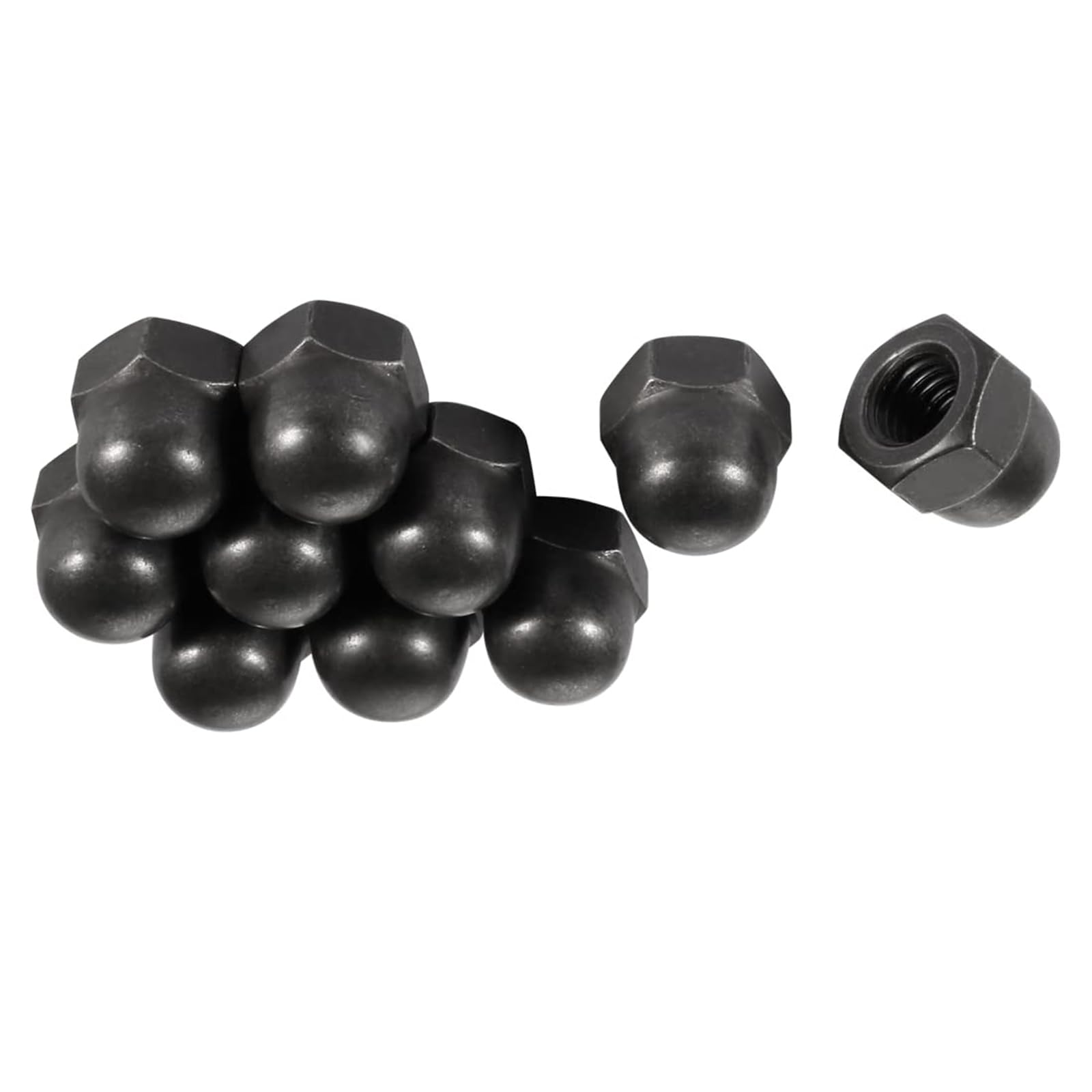 Unifizz Hex Cap Nuts,10Pcs M10 Dome Nuts Carbon Steel Hexagon Decorative Cap Nut for Screws Bolts Black