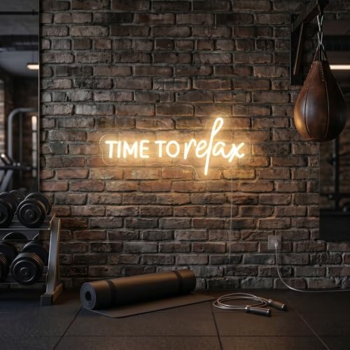 Image of TIME To relax Warm White Neon Sign for Wall Decor Led Neon Lights for Wedding Party Beauty Salon Gym Store Game Room Decorations