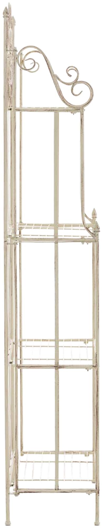 CLP Pflanzenregal Metall klappbar Flora, Blumenregal 4 Ebenen, Standregal im Landhausstil, für Garten, Balkon, Terrasse, Indoor & Outdoor, Farbe:antik-Creme