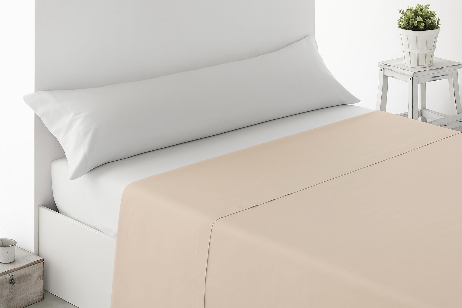 Miracle Home. Top Sheet Soft and Comfortable, 100% Brushed Microfibre, Wrinkle-Free and Anti-Peeling. 175 x 270. Bed 105. Beige