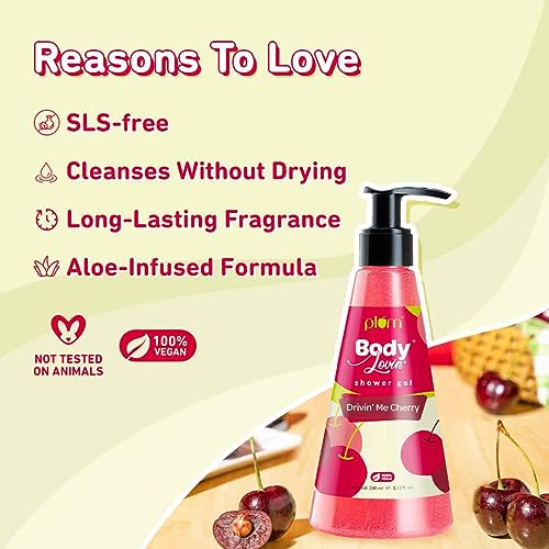 Plum BodyLovin' Drivin' Me Cherry Shower Gel | SLS-Free Body Wash For Women | Long Lasting Sweet Cherry Fragrance | Aloe-Infused Nourishing Body... - Image 4
