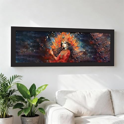 Image of PAINTINGMANTRA Indian Goddess Vastu Wall Art Framed Luxury Paintings for Home Decoration, Living room, Bedroom and Office Decoration (99x38 CM)