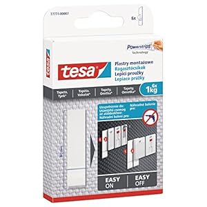 tesa Powerstrips Tapete&Putz – doppelseitige Klebestreifen für Tapete und Gips – Ersatz-Klebestreifen für den tesa® Klebenagel – Haltekraft 1,0 kg/Nagel – 1 x 6 Streifen