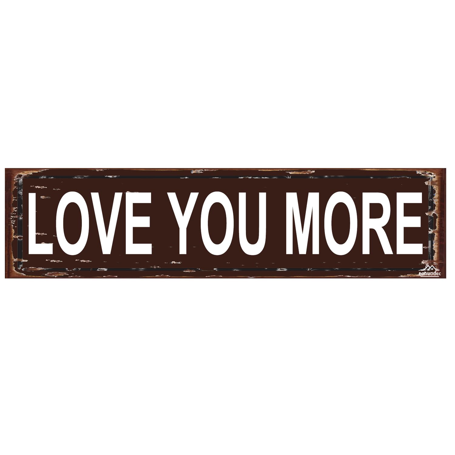 Love You More Sign,Rustic Metal Wall Art,4x16 Inch Farmhouse Master Bedroom Decor Plaque - Gift for Her