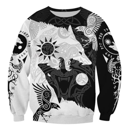 Odin Valhalla Wolf Spring Autumn Polyester Pullover 3D Print Sweatshirt Scandinavian Compass Medieval Berserker Gift