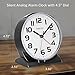 FAMICOZY Automatically Backlighted Alarm Clock,Silent No Ticking for Seniors Vision Impaired,Easy to Set,Big Numbers,Ascending Alarm,Gentle Wake,Snooze,2 AA Battery Operated,Black
