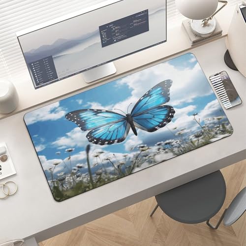 Blue Butterfly y Nubes Alfombrilla Grande para Escritorio miniatura 6