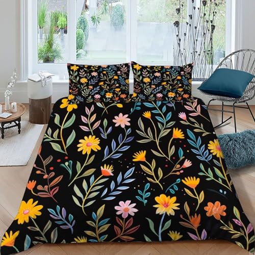 Parure de couette fleurs double en microfibre de qualité supérieure