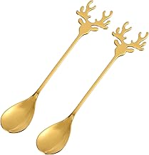 Didiseaon Decoração De Natal 4 Pçs Colher De Natal Colheres De Bolo Pequenas Colheres De Chá Colheres De Natal Conjunto De Talheres De Colheres De Servir De Aço Inoxidável Colher De Café