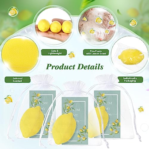 Image of Lounsweer Set of 100 Lemon Shaped Soap Gift Bulk Baby Shower Party Favors for Guests Wedding Italian Lemon Soap Thank You Cards Bag for Guests Return Gift Bridal Birthday Party Decoration