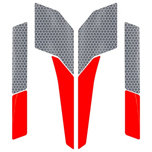 Rainbow Rex Reflective and Fluorescent Bike Frame Safety Decals Premium Vinyl Stickers in 4 Colors (Yellow, Red, Pink, Green). Fits Bikes on Forks and Seat Stays. Made in USA. (Red)