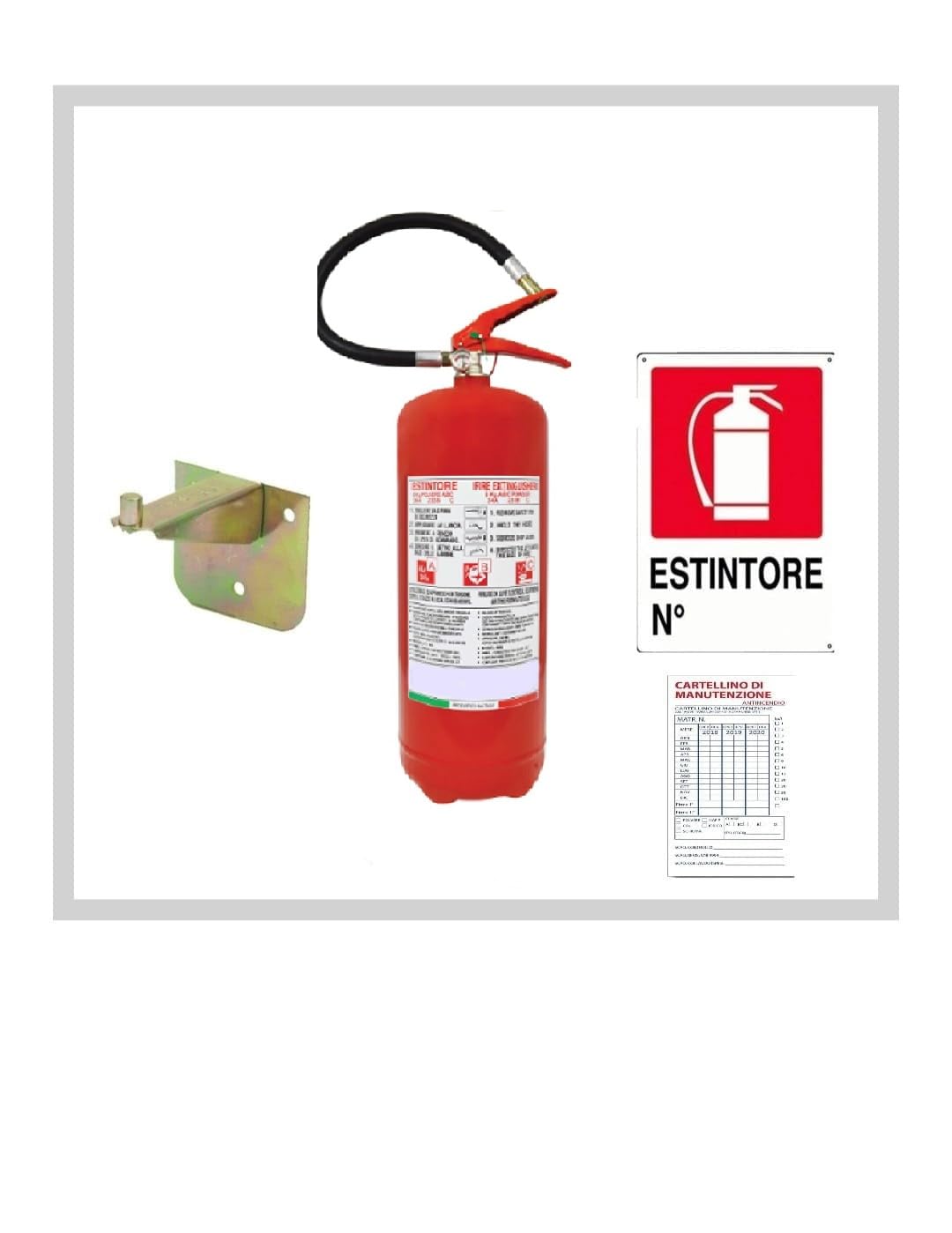 Estintore A Polvere Da 6 Kg – Omologato E Certificato, Con Staffa, Cartello E Primo Tagliando Di Controllo, Pronto All'uso