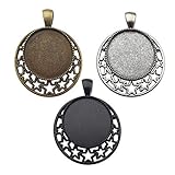 18pcs Mixed 25mm Star Moon Round Blank Bezel Pendant Trays Base Cabochon Settings Trays Pendant Blanks for Jewelry Making DIY Findings (M282)
