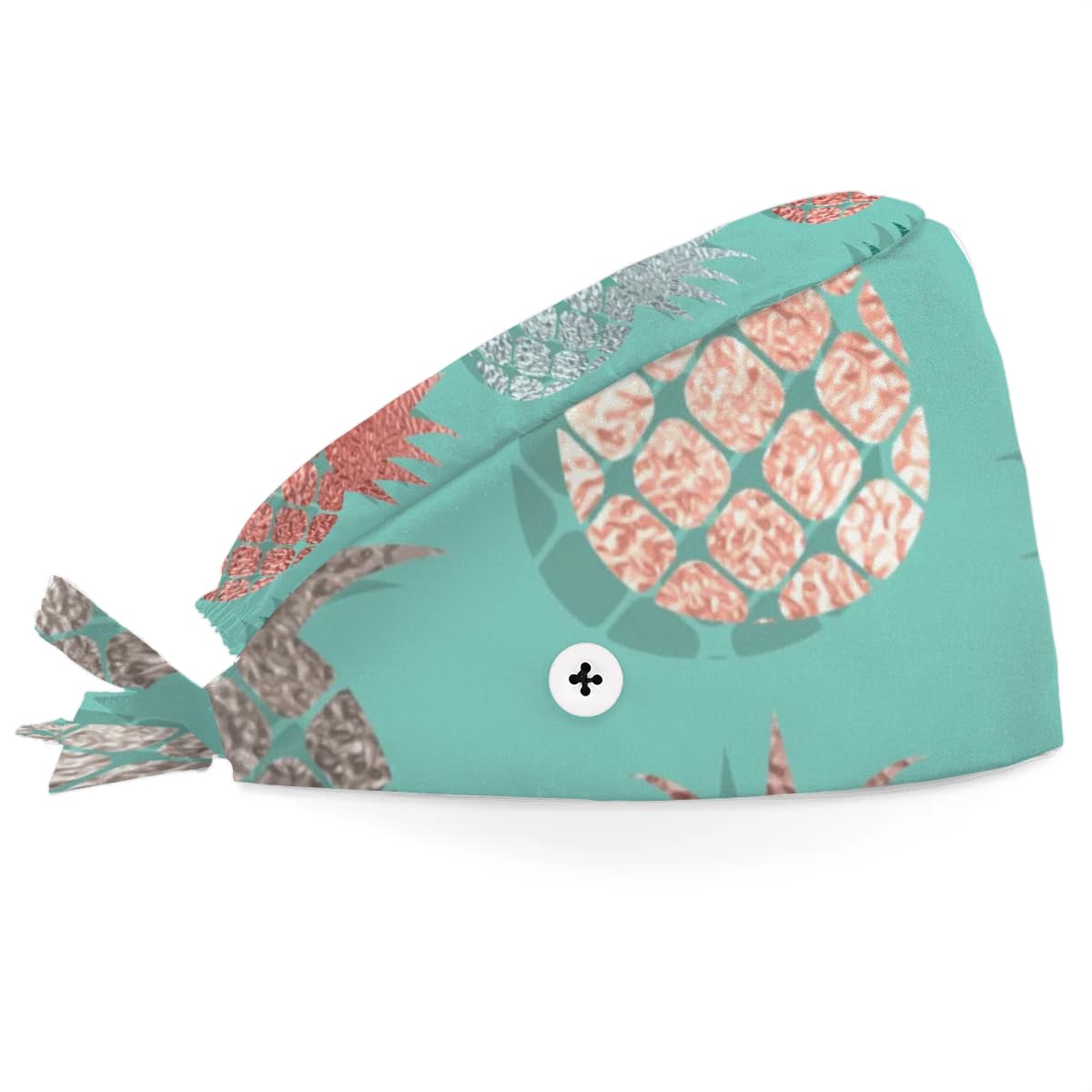 Mularoka Pineapples Working Caps with Button Sweatband Comfortable Adjustable Bouffant Hats Work Hat for Women Men