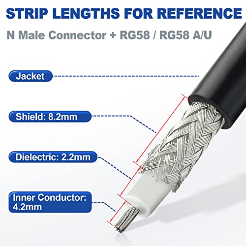 Conectores RF N macho para cable RG58 pack 5 miniatura 6