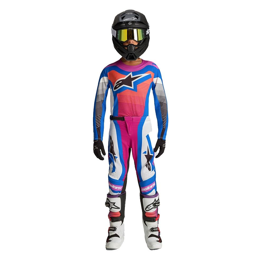 Alpinestars Supertech Maven Pantaloni Motocross Giovanili, nero/bianco/blu/rosso, 28