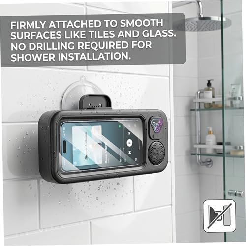 Support de téléphone de douche étanche avec haut-parleur Bluetooth et ventouse