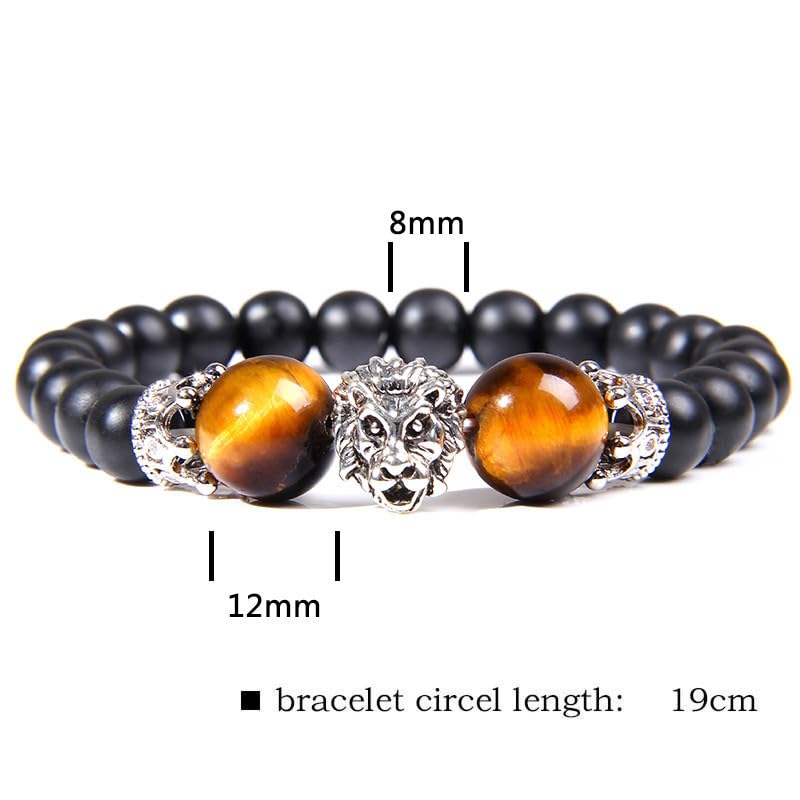 The Guardian - Son's Tiger Eye Protection Bracelet From Mom And Dad, Adjustable natural stone Bead Stainless Lion's head Crown Bracelets fashion Christmas Birthday Gift Jewelry2