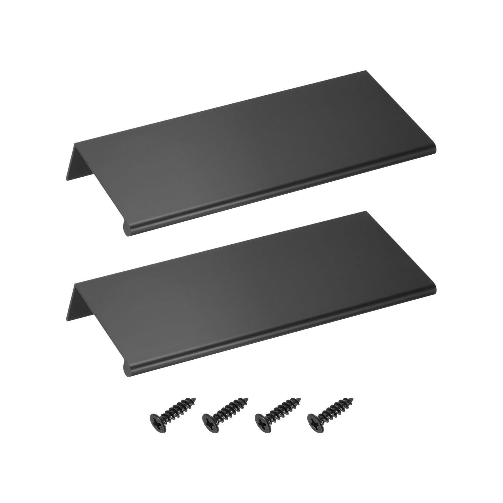sourcing map Cabinet Finger Edge Pull, 2pcs 150mm / 5.91" Aluminum Alloy Back Mount Hidden Drawer Edge Handles, Modern Concealed Tab Pulls for Home Kitchen Furniture, Black