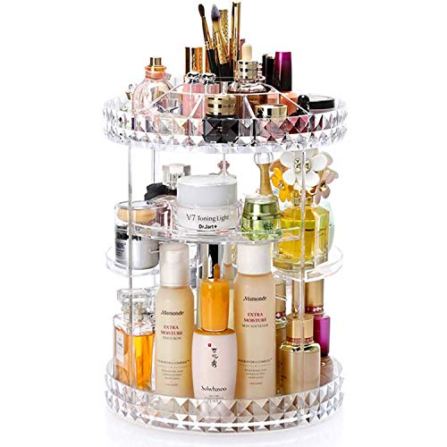 X-LIVE Make up Organizer, 360 Grad Drehbarer Kosmetik Organizer mit Einstellbare Nagellack Lippenstift Pinsel Aufbewahrung, Praktisch für Dresser, Schlafzimmer, Badezimmer Cover