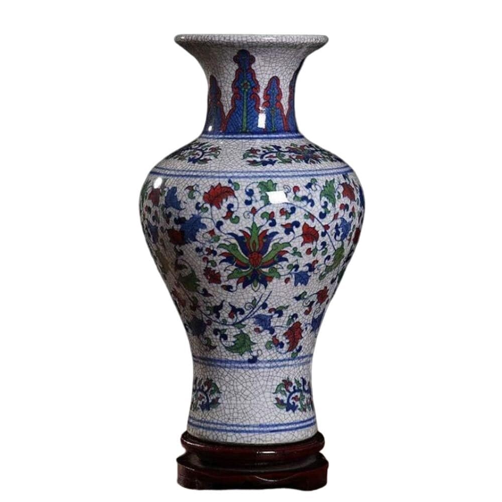 Vase antique en porcelaine bleue et blanche ornement en céramique 31cm