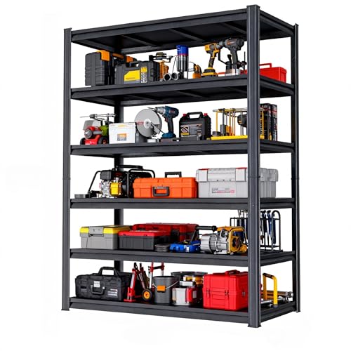 Image of Metal Garage Shelving Unit, Heavy Duty 6-Tier Adjustable Storage Rack, Steel Shelving,2000 lbs Capacity, Industrial Shelves for Heavy Tools and Equipment (6-Tier 77.4 inch H x 39.4 inch W x 17.7 inch D)