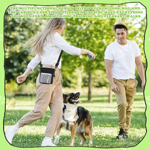 VZXZXE Leckerlitasche für Hunde, Leckerlibeutel für Hunde mit Kotbeutelspender 19*18cm Verstellbarem Bund, Vielseitig Futterbeutel Hundetraining für Spaziergänge, Training, Fütterung, Bauchtasche Hund