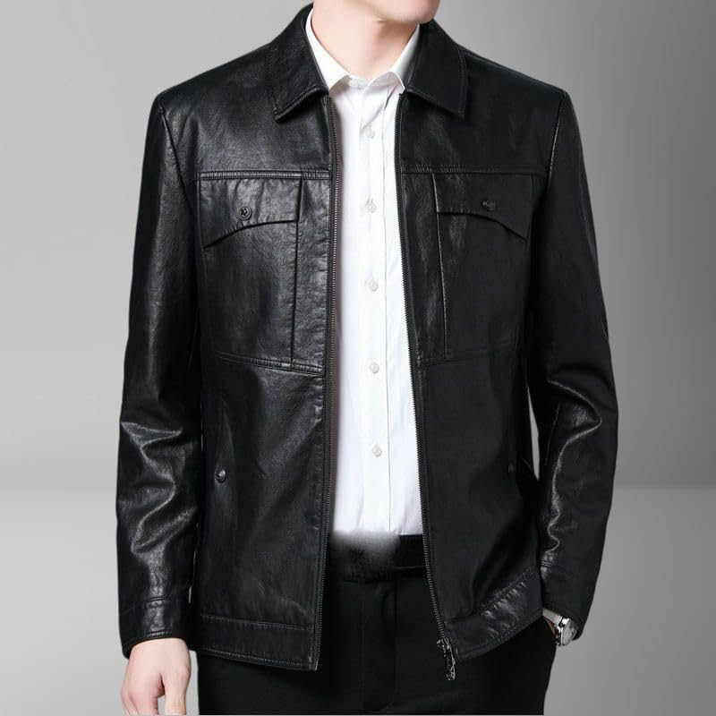 Chaqueta de cuero sintético para hombre, gris, XL miniatura 3