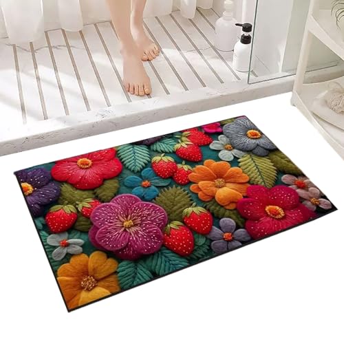 Daraserh レトロエリアラグ | 洗えるバスルームマット - 51cm x 81cm 滑り止め ソフト ラグ リビング 書斎 バルコニー キッチン 玄関 バスルーム オフィス スペース マルチユース