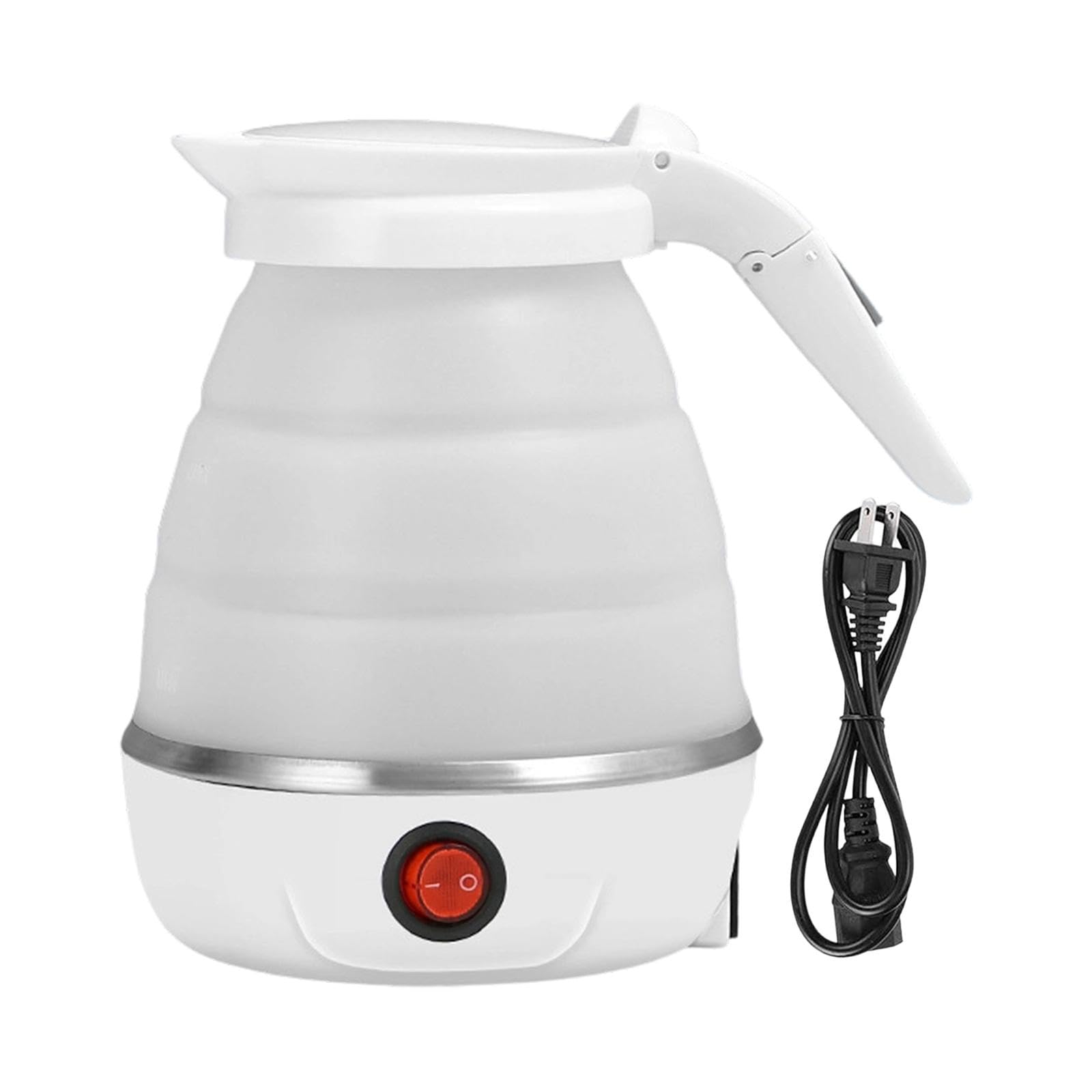 Foldable Electric Kettle Compact Hot Water Boiling for | Foldable Electric Kettle Compact Hot Water Boiling for Travel Hotels Offices White Stainless Steel Silicone 600Ml-image-29