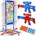 AISIPRIN Cibles de Tir Mobiles,Jeux de tir Jouet pour Enfants, 2 Pistolets à air comprimé avec 24 balles activité de Plein air intérieure Jeu de tir en Mouvement Jouets pour garçons Filles