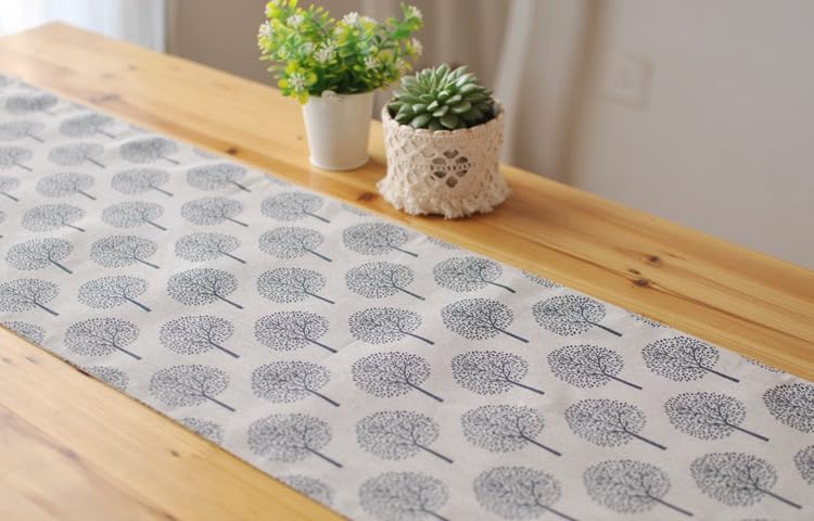 CosyAurora Linen Table Runner Mulberry Trees Beige - Image 3