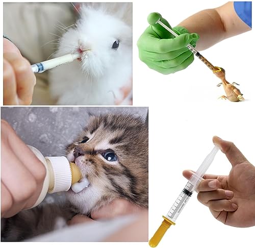 Aufzuchtflasche Katze Flasche für Welpen Haustier Fütterung Silikon Nippel mit Flasche und Spritzen für Welpen Hund Katze oder andere Haustiere