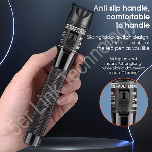 Miniatura 5 de Kit de localización de fallas visuales de fibra óptica VFL de 50 mW31.1 mi, un adaptador de acoplador LC, SC, ST y FC, dos limpiadores y 3 cables de