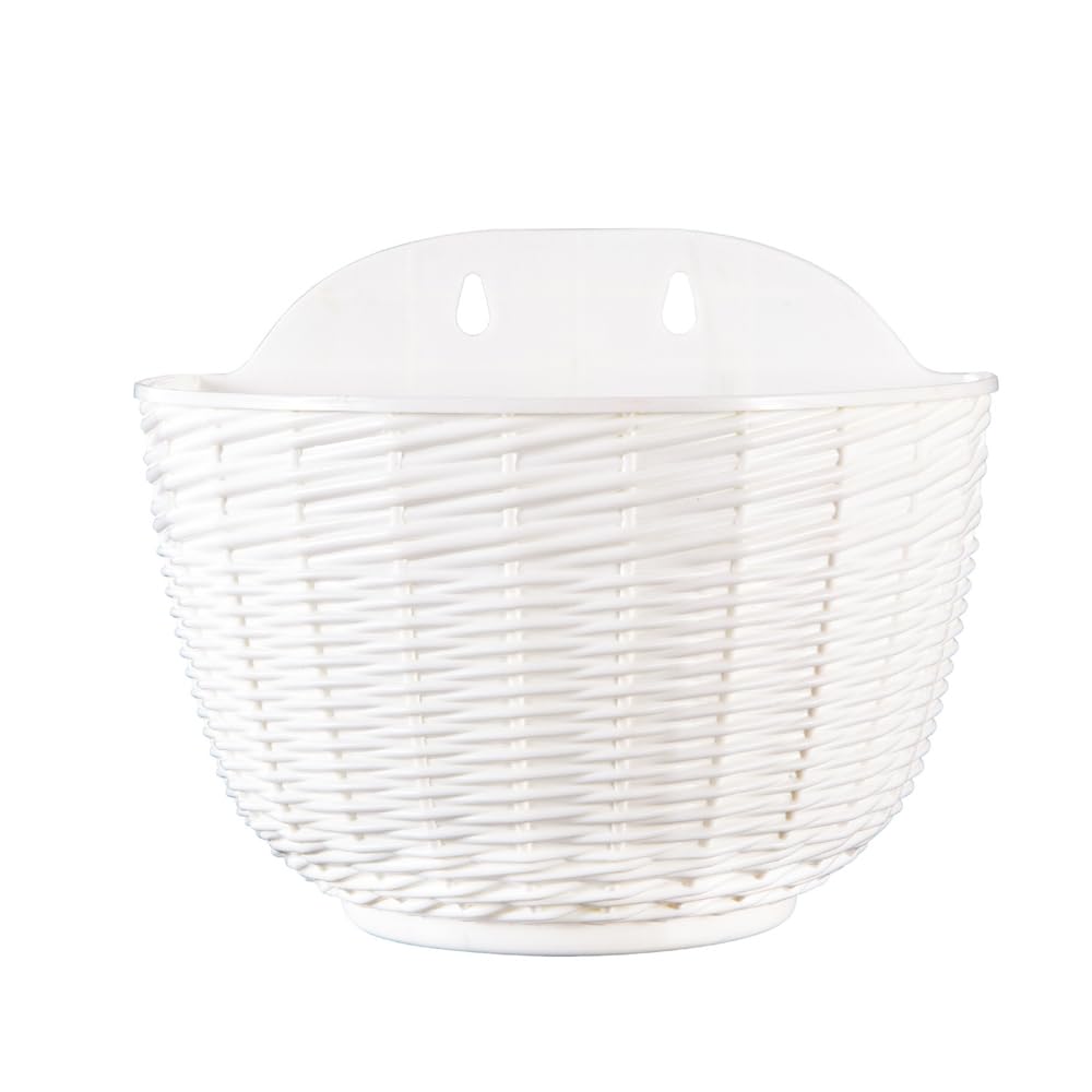 MoFarbe 21cm Hanging Planter Outdoor Pot: Wall Plant Hanging Flower Pots with Drainage Holes,Thickened Plastic Flower Basket for Indoor Outdoor Railing Fence Decor Set of 6 (White)