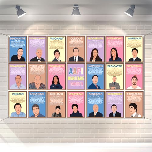 Buxiuer AAPI Heritage Month Photo Booth Backdrop Asian American and Pacific Islander Famous Quotes Banner Decoration Wall Decor