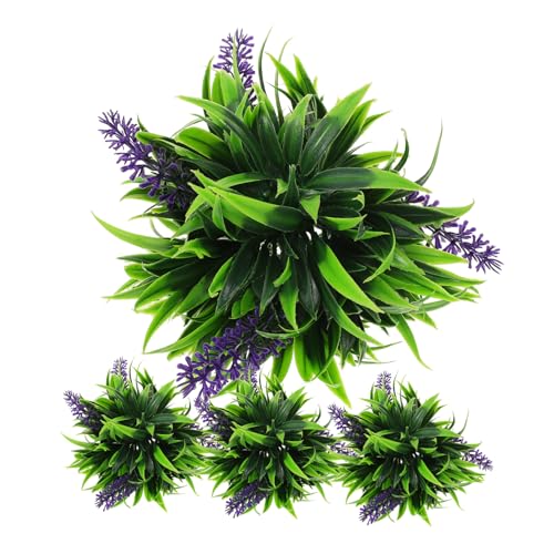 Yardenfun 4pcs Lavender Balls Mall Hanging Pendant Vivid Topiary Ball Artificial Grass Plant Balls Ceiling Grass Ball Decor Hanging Topiary Balls Decorative Hanging Balls Decorative Balls
