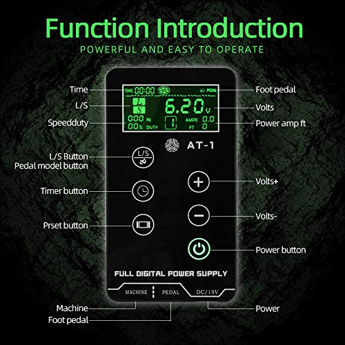 Tattoo Power Supply, ATOMUS Professional Digital LCD Touch Screen Power Supply for Tattoo Machine Liner and Shader 45° Rotatable Multi-functional Fit for All Tattoo Machine Supplies - Image 3