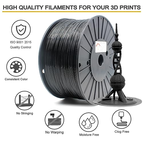 Image of RepRapper Black MPLA (Modified PLA) Extra Strong PLA Plus Filament for 3D Printer 1.75mm (± 0.03mm) 6.6lbs (3kg)
